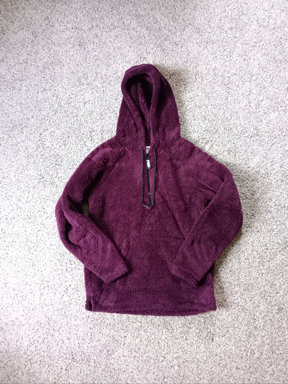 PINK Victoria's Secret Plush Teddy Sherpa Hooded Pullover Quarter Zip Plum S